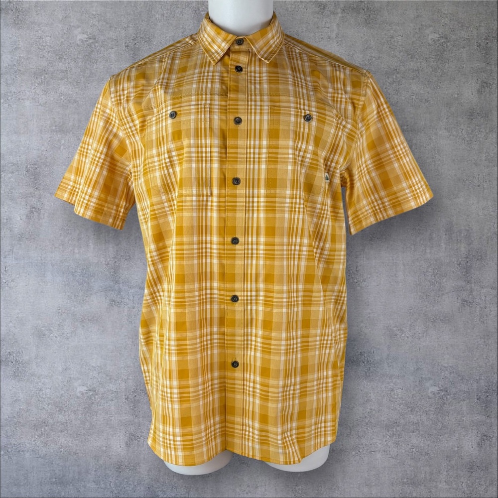Lake & Trail Shirt Mens Large Yellow Plaid Short Sleeve NWT Fast Dri (166)